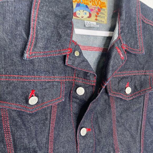 Boom Boom Vintage Jacket Womens Size Medium Denim Blue Dark Wash Button Jean - Picture 11 of 16